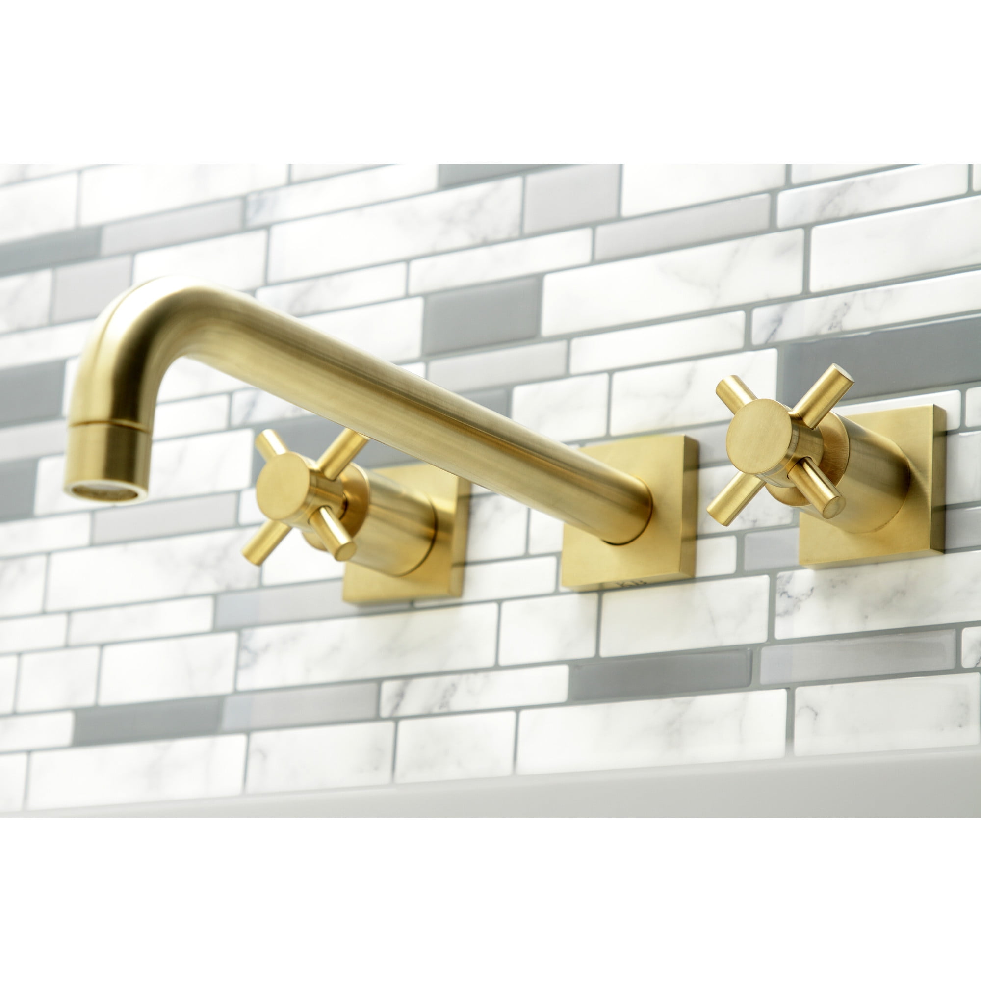 Kingston Brass KS6057DX Concord Two-Handle Wall Mount Roman Tub Faucet, Brushed Brass