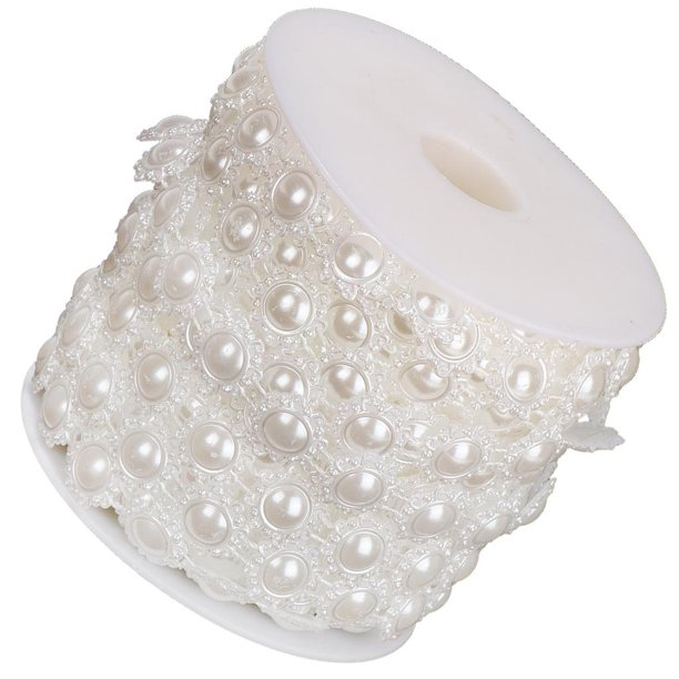 Pearls Beaded Chain Party DIY Decoration String Garland Trims For Bridal Bouquet Flowers Wedding Party Festival 49.2 Ft Blanco Gloria Rollo de cuentas de perlas de girasol