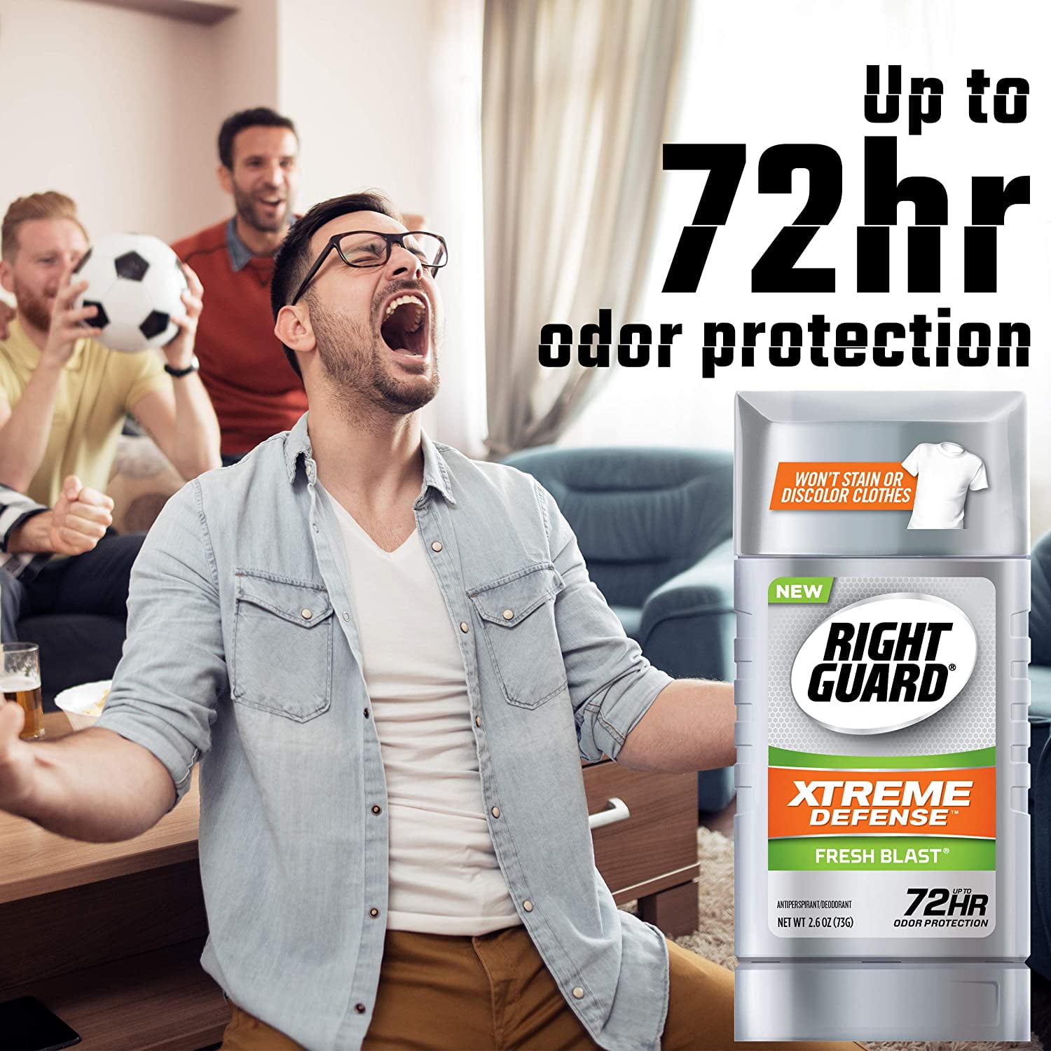 Right Guard Xtreme Defense Aluminum-Free Deodorant Invisible Solid Stick Fresh Blast 3 oz (Pack of 4)