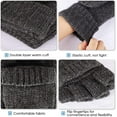 thumbnail image 2 of Thermal Insulation Fingerless Texting Wool Gloves Unisex Winter Warm Knitted Convertible Mittens Flap Cover, 2 of 6