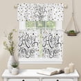 thumbnail image 2 of Kitchen Curtains and Valances Set, Happy New Year Text Black Word Star Pattern White Short Rod Pocket 3 Pieces Window Curtain Set for Bedroom, Bathroom, 24 Inch Long, 2 of 6