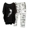 thumbnail image 1 of Hauts d'Été Tendance pour Femmes Imprimé Col Rond Manches Mi-Longues Chandail + Pantalons Ensembles, 1 of 5