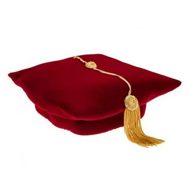 UJNDER Hats 2025 Graduate Doctor Velvet Hat Tutor Hat Graduation Hat for Celebrating Achievements Red
