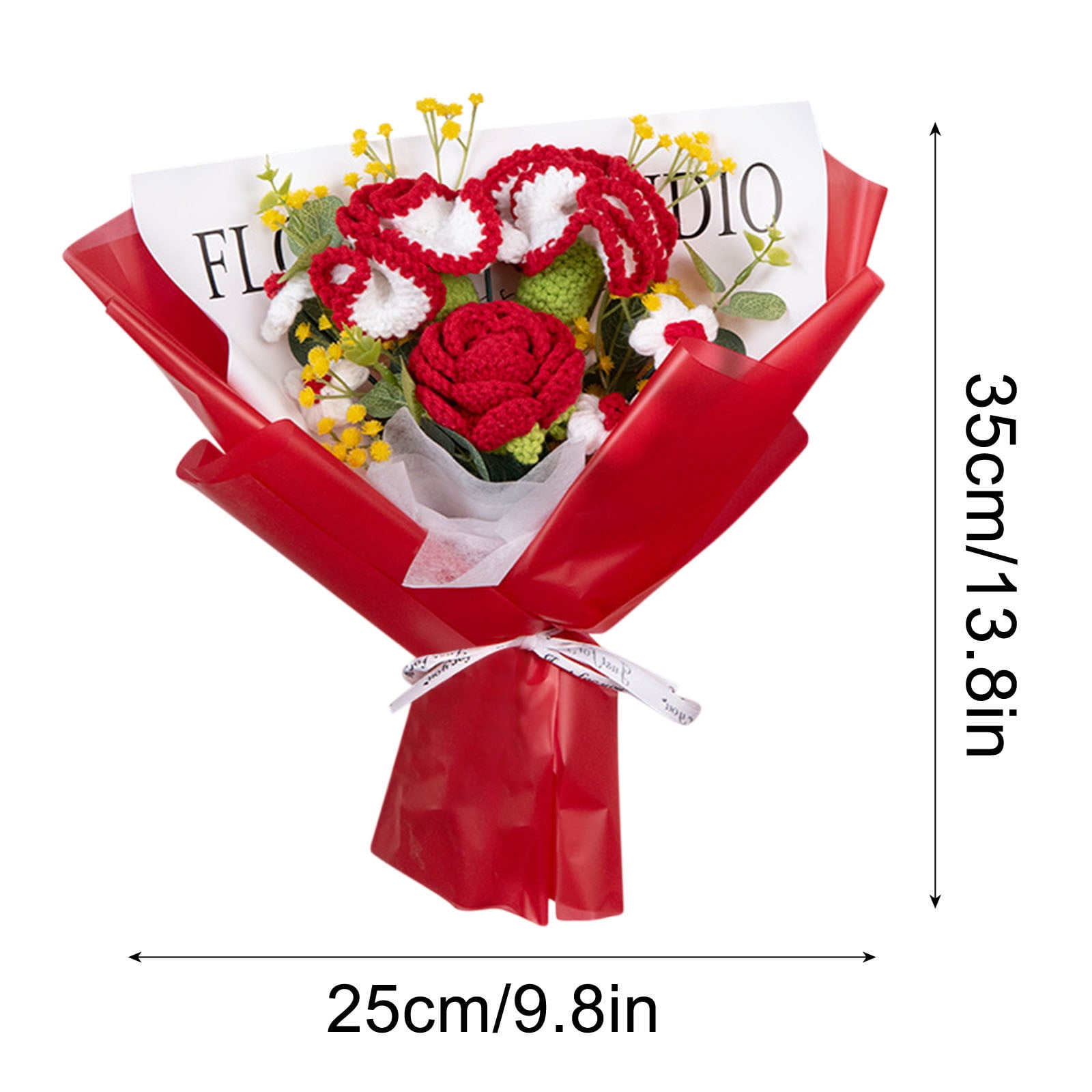 Wovilon Finished Hand-woven Bouquet Of Roses For Valentine's Day Simulated Dried Flower Girlfriend's Birthday