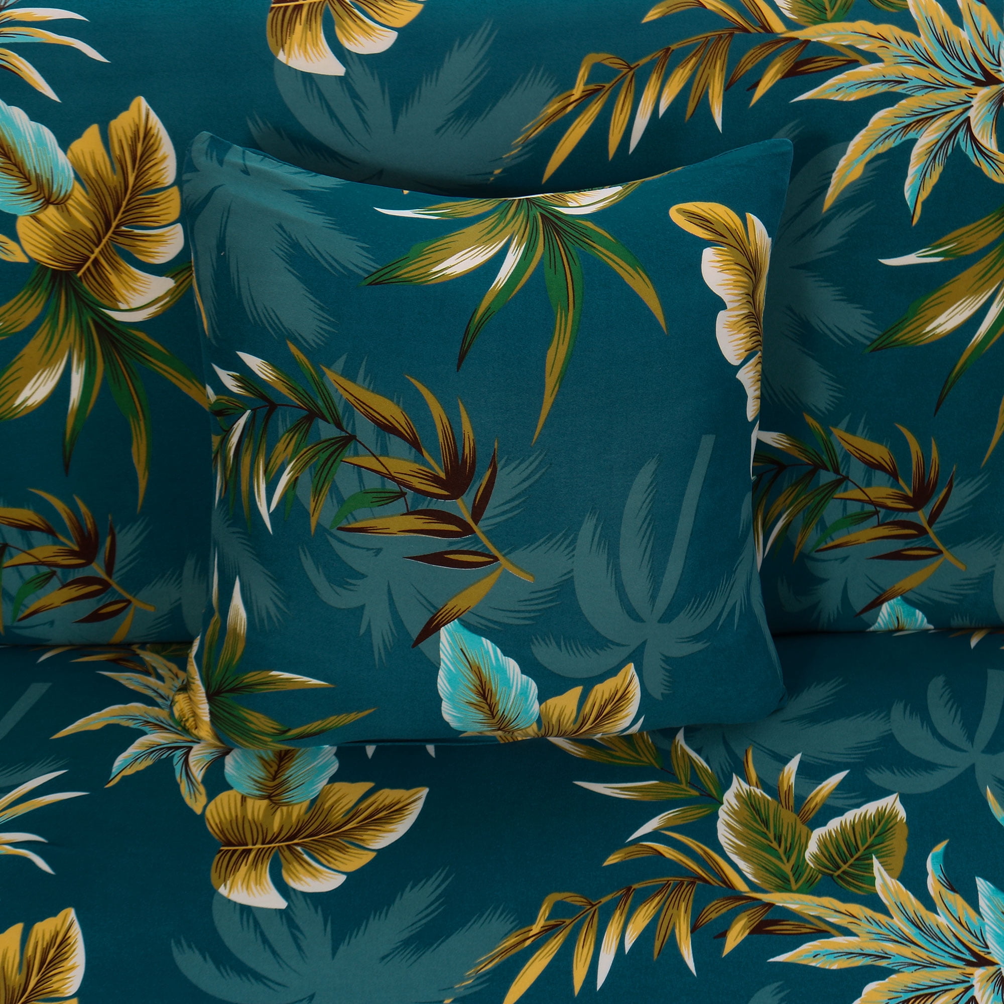 PiccoCasa 3 Seater Sofa Slipcover Floral Stretch Couch Cover, 69"-86", Dark Green