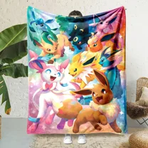 Pokémon Flannel Throw Blanket Cartoon Blanket Soft Plush Blankets Room Decorative Blankets for Women Men 60x80 inch