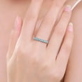 thumbnail image 3 of Round Cabochon Lab-Created Turquoise Half Eternity Wedding Band Ring in 925 Sterling Silver – Elegant Jewelry for Her, 3 of 4