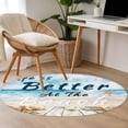 thumbnail image 5 of Life Is Better At The Beach Round Living Room Rugs 3.3 ft, Ocean Starfish Plank Washable Area Rug with Non-Slip Sturdy Edge Binding Round Front Door Mat Floor Carpet for Entryway, 5 of 9