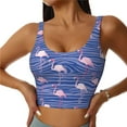 thumbnail image 3 of Goofa Flamingo Printed Sports Bras for Women, High Impact Running Bra Workout Crop Tank Tops Longline Sports Bra Push up-Small, 3 of 9