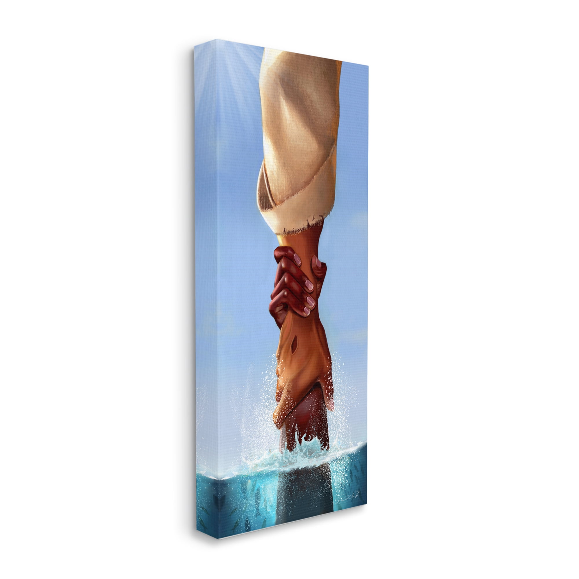 Stupell Jesus Holding On Spiritual Hands Religious Painting Gallery Wrapped Canvas Print Wall Art