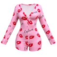 thumbnail image 5 of JIAYUE Women Bodysuit Pajamas Long Sleeve V Neck Button Front Cute Print Stretchy Loungewear Romper for Casual Sleep, 5 of 6