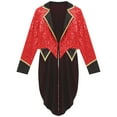 thumbnail image 5 of TiaoBug Mens Circus Ringmaster Jacket Costume Glitter Sequins Magician Blazer Tailcoat Outerwear Red L, 5 of 7