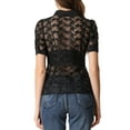thumbnail image 3 of INSPIRE CHIC Puff Sleeve Floral Lace Shirt Black XL, 3 of 5