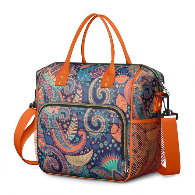 Elegant Tribal Paisley Lunch Tote – Dual Compartment Leakproof & Perfect for Spring and Summer