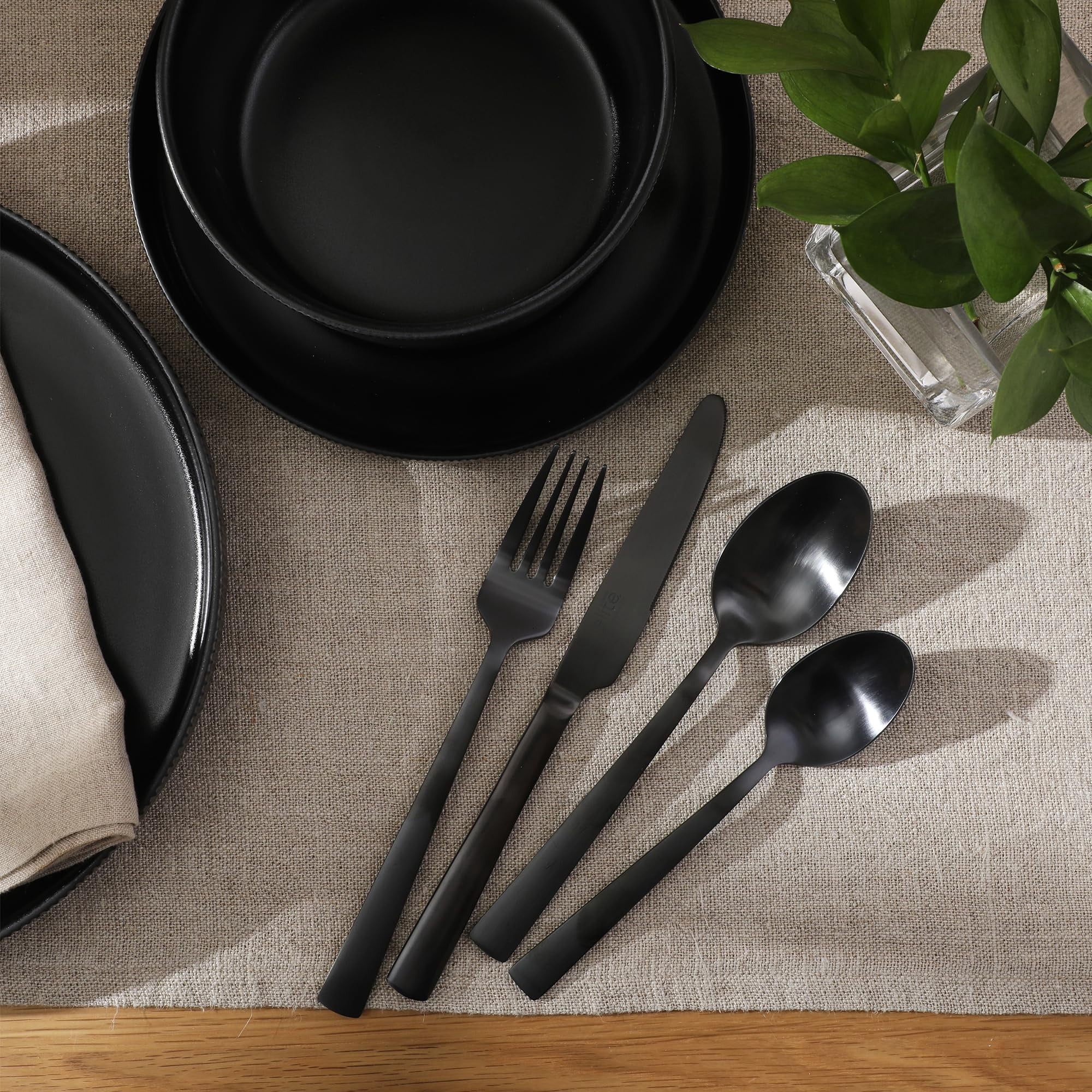 Gibson Elite Earlston 20 Piece Stainless Steel Flatware Set in Black