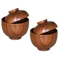 thumbnail image 3 of 2Pcs Wooden Bowl with Lid Soup Bowl Rice Bowl Serving Bowl Wood Tableware, 3 of 8