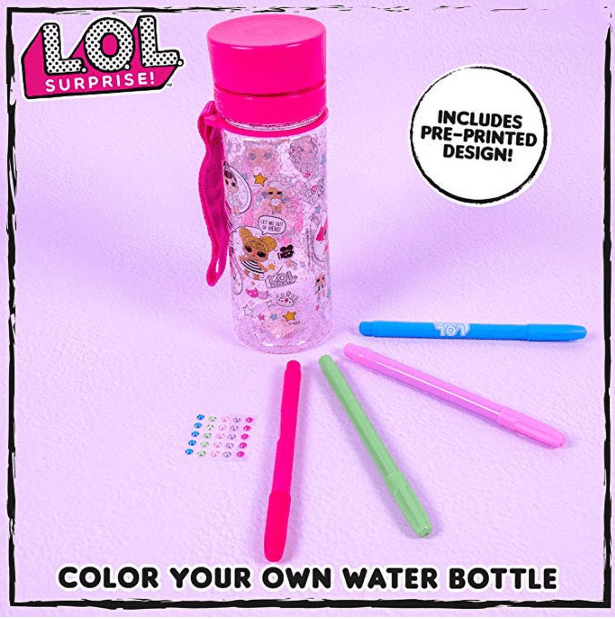L.O.L. Surprise! Color Your Own Glitter Water Bottle for Kids Ages 5+, BPA-Free - image 2 of 6