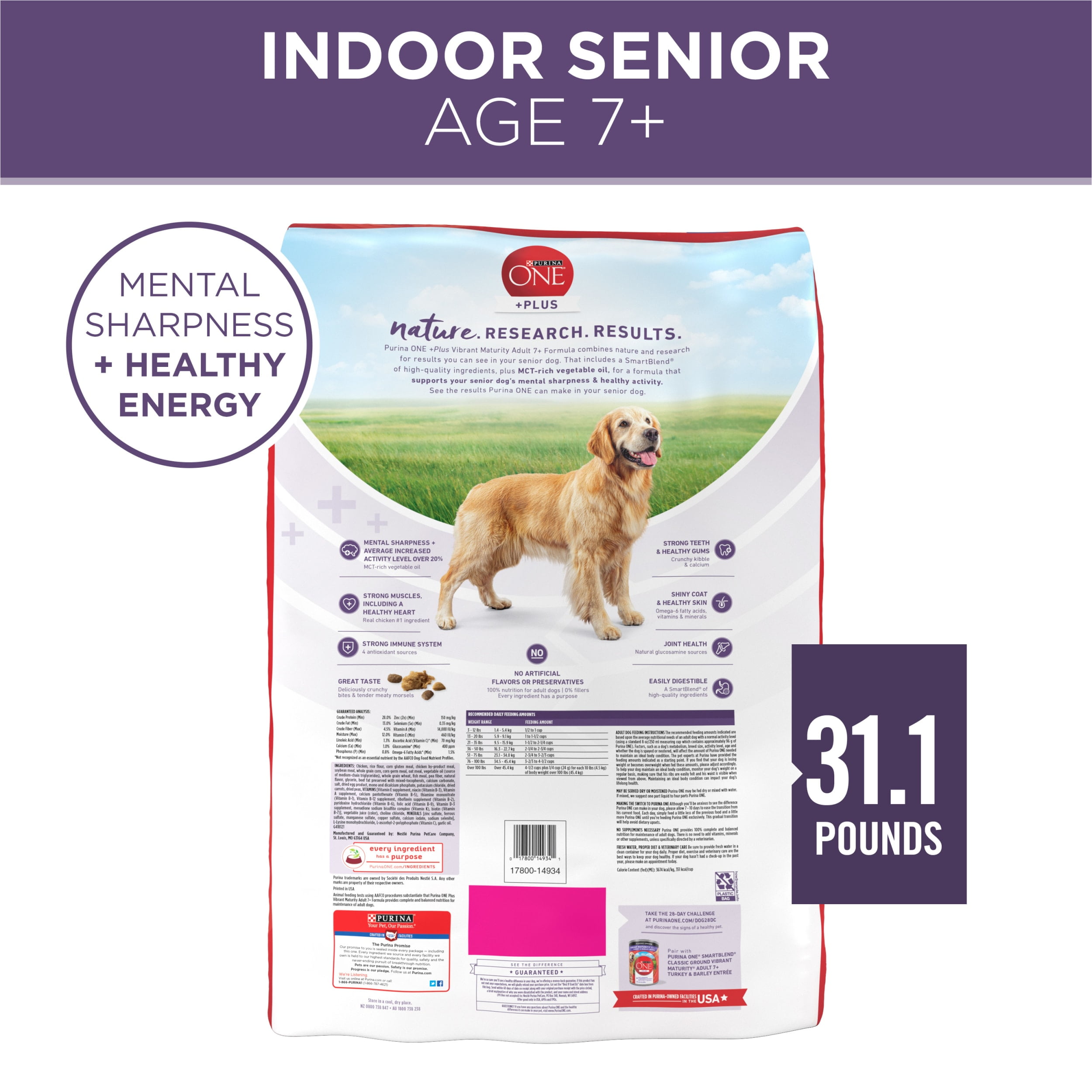 Purina One Dry Dog Food for Senior Dogs Vibrant Maturity Adult 7
