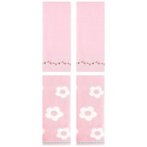 Unique Bargains Floral Soft Hand Towel 4 Pcs Pink 14" x 30"/13" x 29"