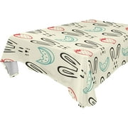 SKYSONIC Cute Rabbits Tablecloth Durable Square Table Cloth Waterproof Stain Proof Camping Tablecloths for Outdoor Picnic Family Dinner Restaurant Decoration 54 x 72 Inch