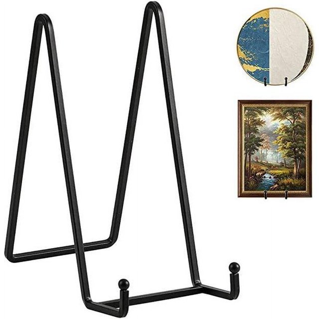 ZHAOCHENG Soporte de caballete para exhibir platos - Soporte decorativo de metal negro para platos - Soporte para marco de fotos de mesa - Soporte de hierro para exhibir platos - Libros de cocina - Po