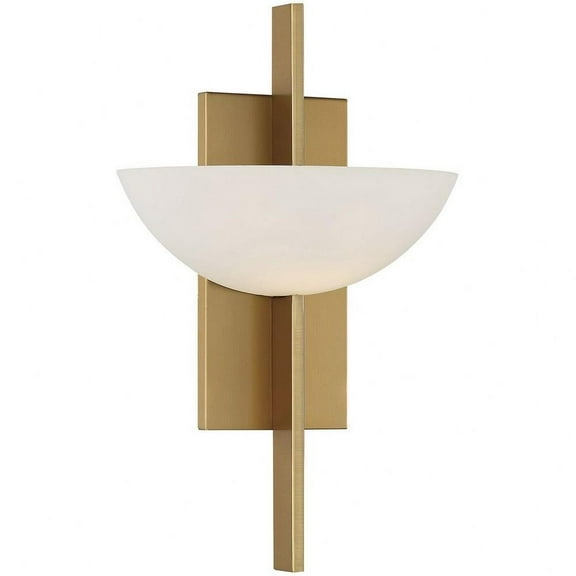 1 Light Mid-Century Modern Metal Wall Sconce with White Opal Glass-15 inches H By 10 inches W-Warm Brass Finish Bailey Street Home 159-Bel-4636329