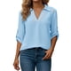 thumbnail image 2 of Camisetas de Cuello en V de Manga Larga para Mujeres Blusas Casuales Vestidas con Cuello de Encaje Hueco, 2 of 9