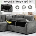 thumbnail image 5 of L-Shaped Sectional Sofa with Pull Out Bed and Hidden Storage, Gray Chenille Fabric for Modern Living Room, 5 of 10