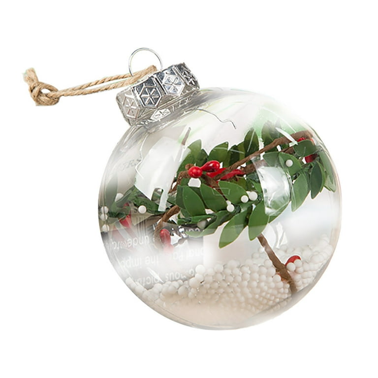 Visland 5PCS Clear Christmas Ball, 3.14 Inches Fillable Christmas Ornaments,  Clear Plastic Ornaments Filled with Pine Snow Berry for Craft 