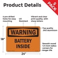 thumbnail image 2 of Battery Inside OSHA WARNING Aluminum Sign 24 Inch x 18 Inch - 5 Pack, 2 of 8