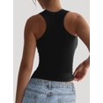 thumbnail image 6 of Womens Ribbed Square Neck Tank Tops Basic Backless Sleeveless Summer Camisole 2025 Black S, 6 of 8