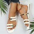 thumbnail image 2 of Modstep Womens Dressy Flat Sandals Comfortable Slip on Slide Sandal Summer Vacation Walking Slides Indoor Outdoor Shoes Size 7 White, 2 of 8