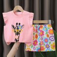 thumbnail image 2 of HCNTES Toddler Girl Clothes 2pcs Cartoon Graphic Print Ruffle Sleeve Round Neck Top and Elastic Shorts Set Outfits Clothing for Girls 3 6 12 18 24 Months 2T 3T 4T 5T 6T, 2 of 5