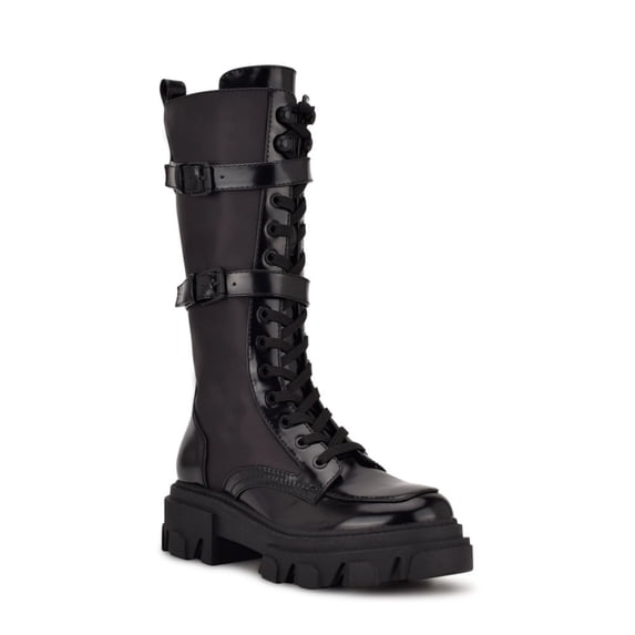 NINE WEST Carlyn2 Combat Women/Adult shoe size Women 6 Boots CARLYN2-BLK Black Leather