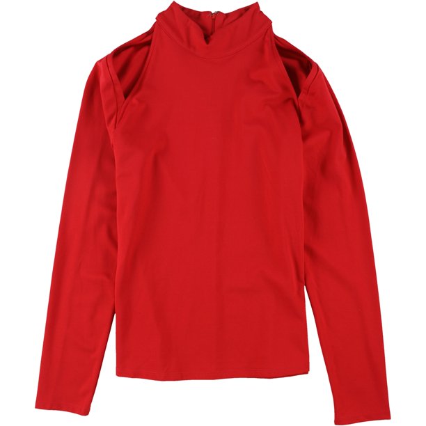 INC Blusa con hombros descubiertos y cuello alto para mujer, rojo, mediano