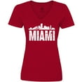 thumbnail image 3 of Inktastic Miami Skyline Grunge Women's V-Neck T-Shirt, 3 of 5
