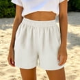 thumbnail image 4 of Sheghy Womens Shorts 100%Cotton Women's Fashion Solid Color Elastic Waist Pocket Shorts Pants, 4 of 7