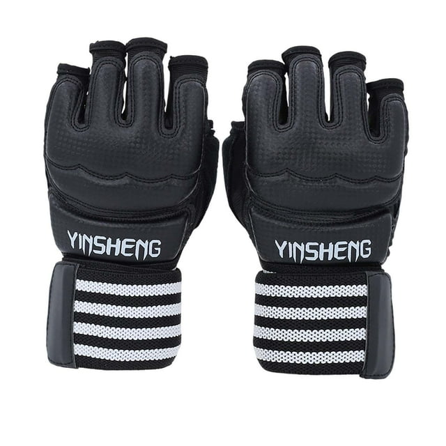 Guantes de kickboxing, guantes ajustables de medio dedo, guantes de entrenamiento de lucha de muñeca, guantes de boxeo Negro