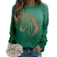thumbnail image 4 of Chuancc Womens Crew Neck Sweatshirt Sweatshirt for Women Trendy Womens Sweatshirts Trendy Athleisure Women Cute Pullovers for Women Crew Neck Sweater for Women Horse Sweatshirt Women's Pullover L, 4 of 5
