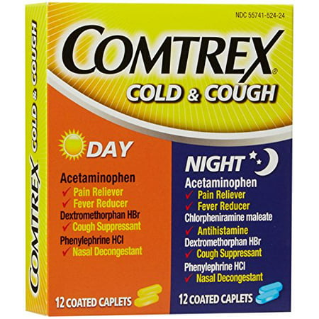 3 Pack Comtrex Cold & Cough Day & Night 12 Day/12 Night 24 Caplets Total