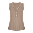 thumbnail image 4 of Lovskoo 2024 Womens Loose Knit Tank Tops V Neck Henley Shirts Blouse Sleeveless Button Down T Shirts Sweater Tops Khaki M, 4 of 7