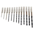 thumbnail image 1 of Twist Drill Bit, 1/4in Hex Shank 13Pcs Fast Change Drilling Bits Wide Application 135 Split Point 1.5-6.5mm  For Plastic, 1 of 8