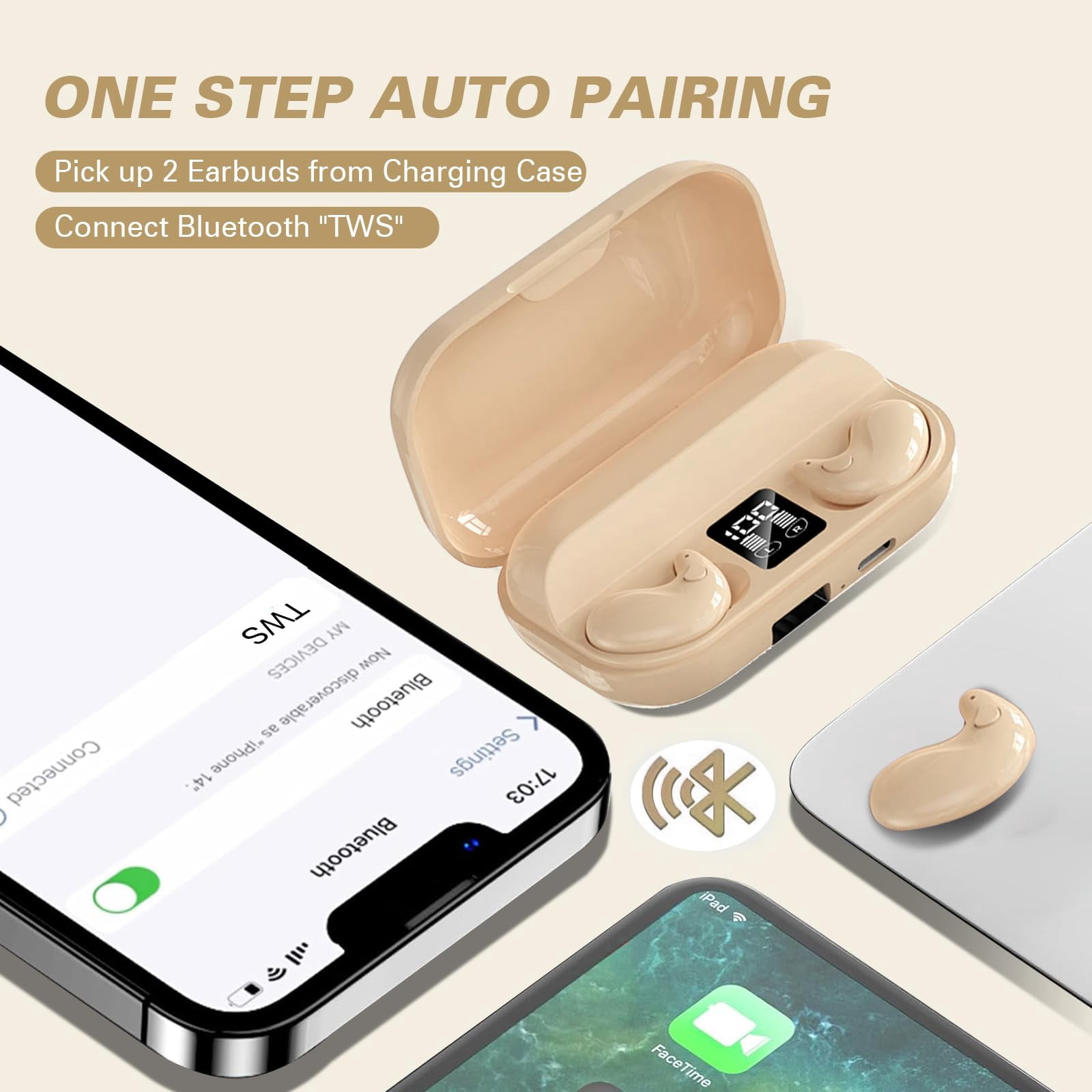 Invisible Sleep Wireless Earphone IPX5 Waterproof Thin Invisible Sleep Earbuds for Side Sleepers Sleep Ear Buds Smallest Tiny Small Mini Discreet Earbud for Sleeping Invisible Headphones