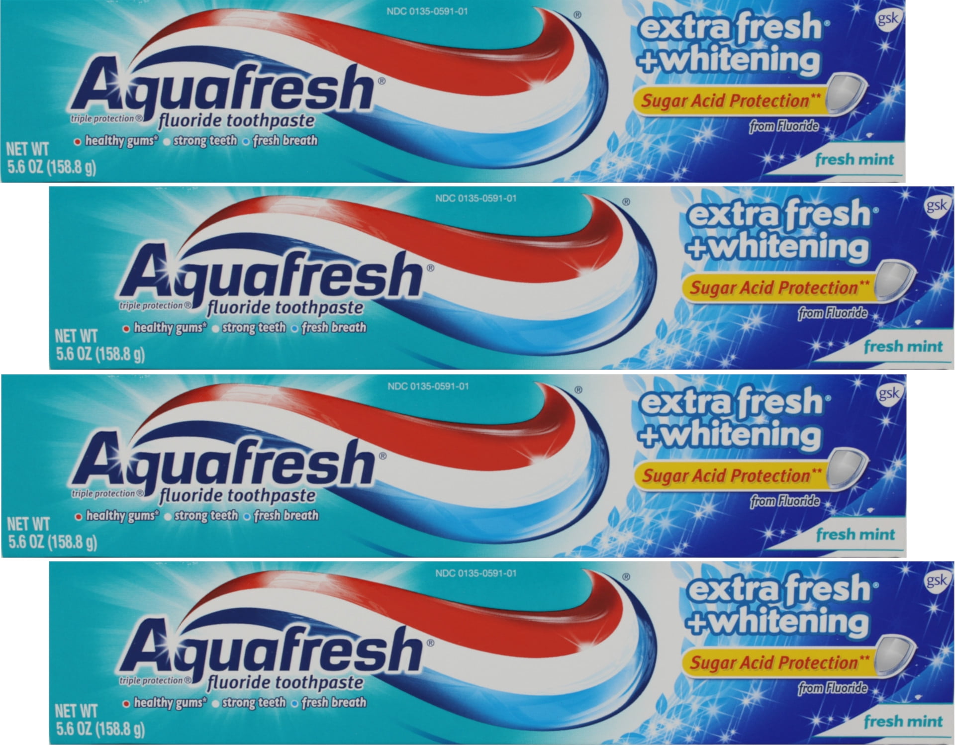 Aquafresh Extra Fresh Whitening Tube Toothpaste, 5.6 oz (Pack of 4