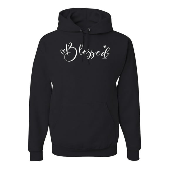 Blessed Inspirational Quote Heart Love Inspirational/Christian Unisex Graphic Hoodie Sweatshirt, Black, Small