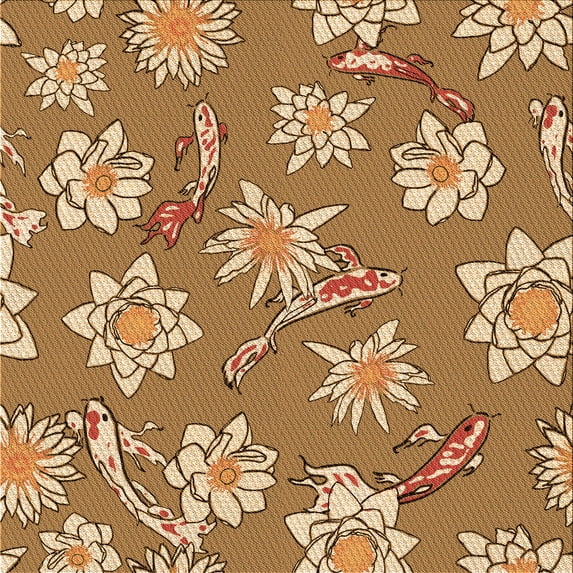 Ahgly Company Machine Washable Indoor Square Transitional Yellow Orange Area Rugs, 6' Square