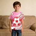 thumbnail image 2 of Likimi Toddler Girls Boys T Shirt Short Sleeved Crew Neck Soccer Print Lightweight Summer Fashionable Tees Pink Size 7-8 Years, 2 of 4
