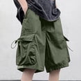 thumbnail image 4 of Men's Outdoor Cargo Shorts, Quick Dry Breathable Multi-Pocket Drawstring Shorts for Hiking Camping Daily Wear Daily Outdoor Activity Green M, 4 of 5