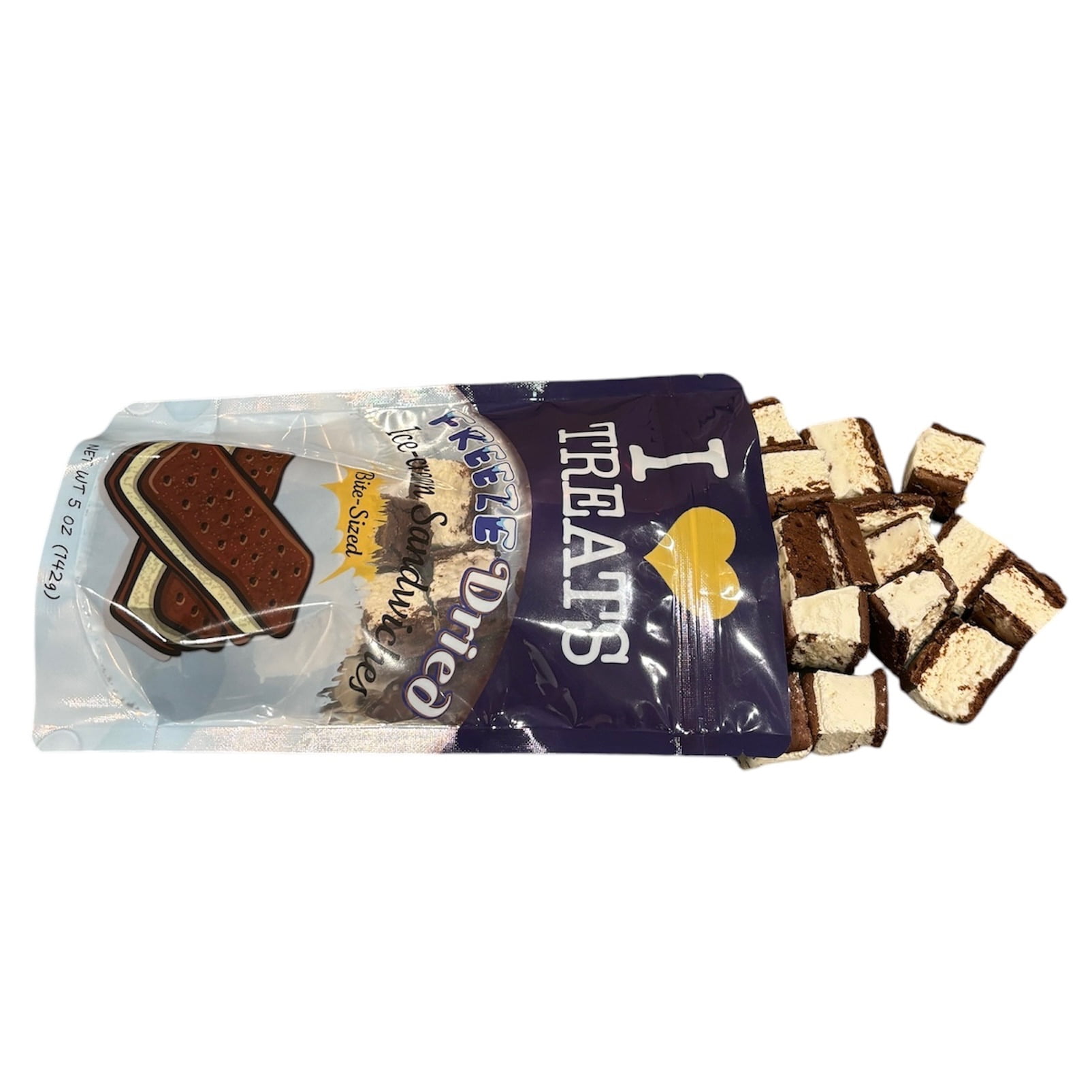 I Love Treats Freeze Dried Ice Cream Sandwiches Bite Size 5 oz Crispy Crunchy Vanilla Ice Cream Chocolate Cookie
