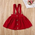 thumbnail image 2 of Baby Girls Solid Suspender Dress Bowknot Button Sleeveless Strap Backless Ruffle Velvet Dress, 2 of 7